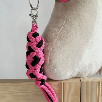 Ιμάντας Δεσίματος Αλόγου για Hobby Horse από Διπλό Κορδόνι Σπάγκου - black-dark pink