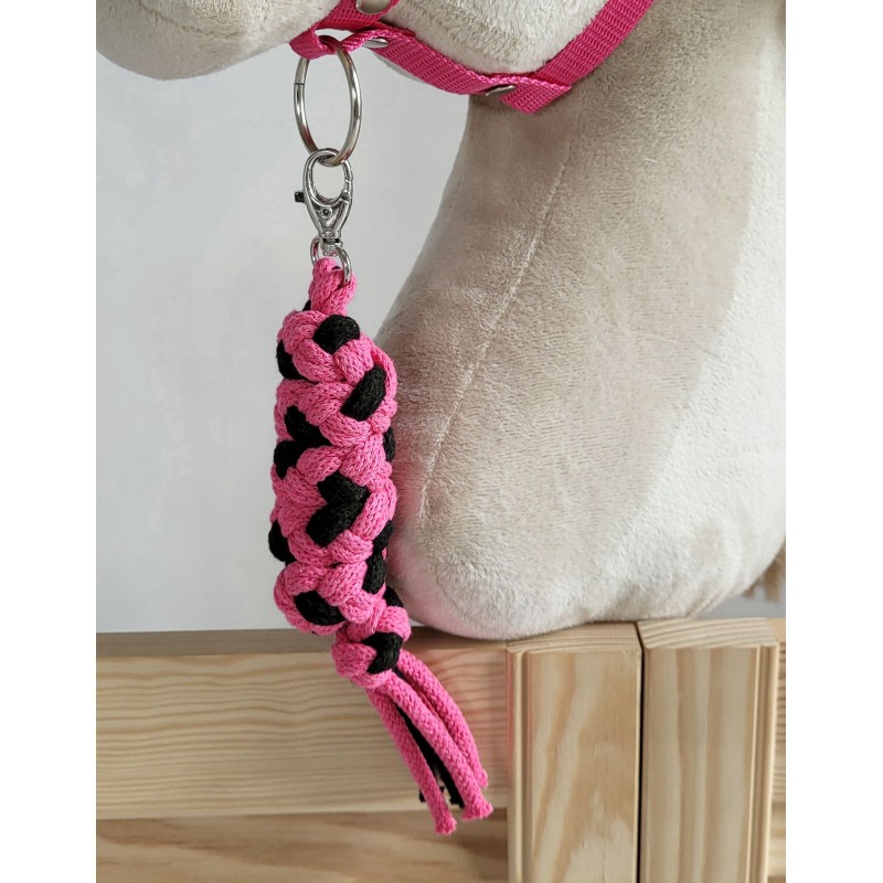Ιμάντας Δεσίματος Αλόγου για Hobby Horse από Διπλό Κορδόνι Σπάγκου - black-dark pink