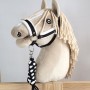 Set for Hobby Horse: the halter A3 with white furry + Tether made of cord - white-black