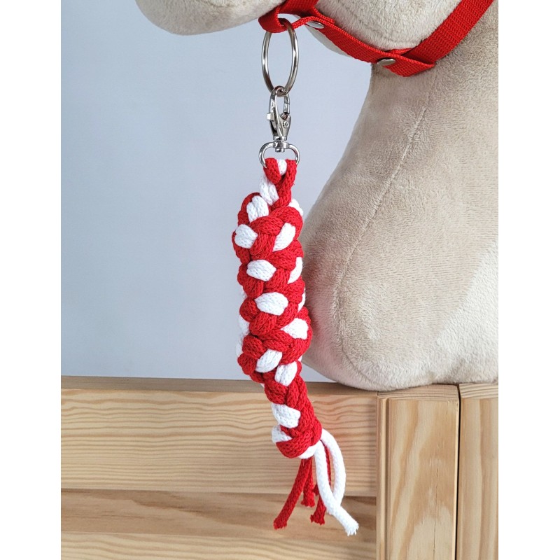 Tether for Hobby Horse made of double-twine cord - white-red