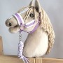 Set for Hobby Horse: the halter A3 with white furry + Tether made of cord - white-purple