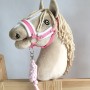 Set for Hobby Horse: the halter A3 with white furry + Tether made of cord - white-pink