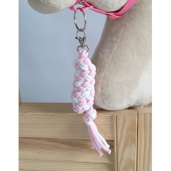 Tether for Hobby Horse made of double-twine cord - white-pink