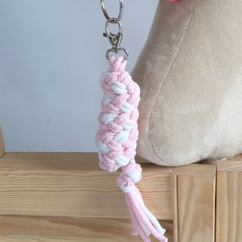 Tether for Hobby Horse made of double-twine cord - white-pink