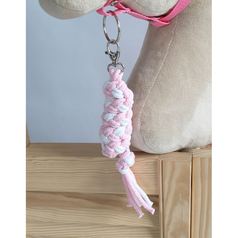 Tether for Hobby Horse made of double-twine cord - white-pink