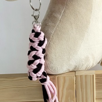 Ιμάντας Δεσίματος Αλόγου για Hobby Horse από Διπλό Κορδόνι Σπάγκου - black-pink