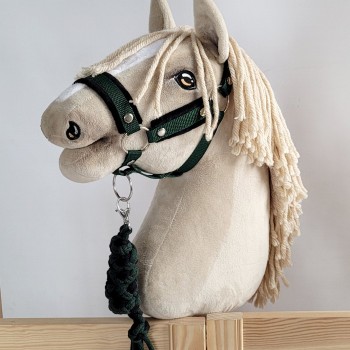 Σετ Αξεσουάρ για Hobby Horse: Καπίστρι A3 με Μαύρο Γουνάκι + Ιμάντας από Κορδόνι με Κλιπ - black-khaki