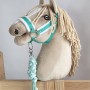 Set for Hobby Horse: the halter A3 with white furry + Tether made of cord - white-mint
