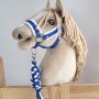 Set for Hobby Horse: the halter A3 with white furry + Tether made of cord - white-blue