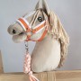 Set for Hobby Horse: the halter A3 with white furry + Tether made of cord - white-orange
