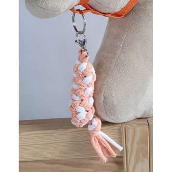 Tether for Hobby Horse made of double-twine cord - white-orange