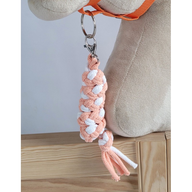 Tether for Hobby Horse made of double-twine cord - white-orange