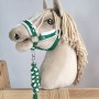 Set for Hobby Horse: the halter A3 with white furry + Tether made of cord - white-green