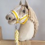 Set for Hobby Horse: the halter A3 with white furry + Tether made of cord - white-yellow