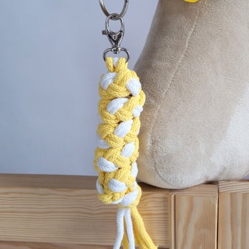 Tether for Hobby Horse made of double-twine cord - white-yellow
